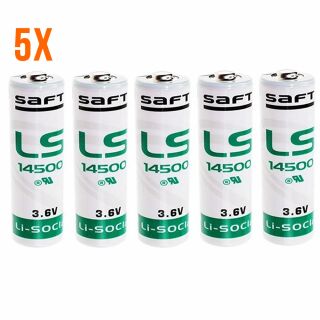 5er Set Saft LS 14500 Lithium Thionylchlorid Batterie AA 14505 3.6 V 2600 mAh