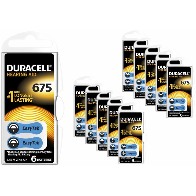 Duracell 60x Hörgeräte-Batterien Typ 675 PR44 EasyTab DURACELL 