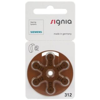 Siemens Signia S312 braun Hörgerätebatterie - 60 Stück Knopfzellen (10x 6erPack)
