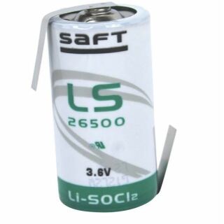 SAFT LS26500 Lithium Batterie Li-SOCI2, C-Size mit L&ouml;tfahne Z-Form 26500