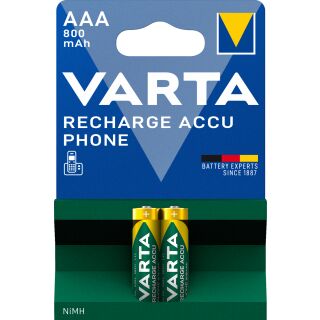 Varta 2er Pack Phone Power T398 AAA Micro 800 mAh f&uuml;r Telefon