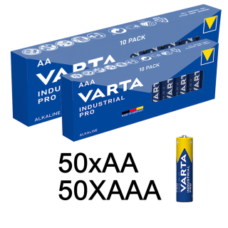 100er SPARSET 50x Micro AAA + 50 x AA Mignon Batterie Alkaline VARTA Industrial Made in Germany