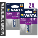 2x Varta 9V-Block 6122 Ultra Lithium Professional L522 MN1604 6FR22 Rauchmelder Funk-Rauchmelder und Heimrauchmelder