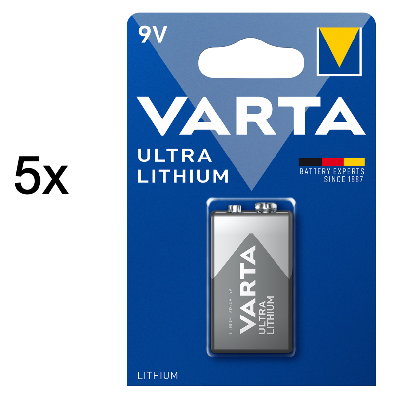 20x 9V-Block Batterie 6LR61 MN1604 Lithium f.Rauchmelder Varta Professional 6122 