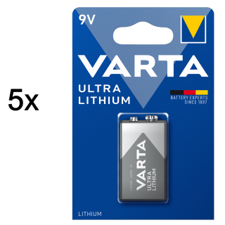 5x Varta 9V-Block 6122 Ultra Lithium Professional L522 MN1604 6FR22 Rauchmelder Funk-Rauchmelder und Heimrauchmelder