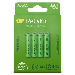 AAA Akku GP NiMH 850 mAh ReCyko+ 1,2V 4 Stück