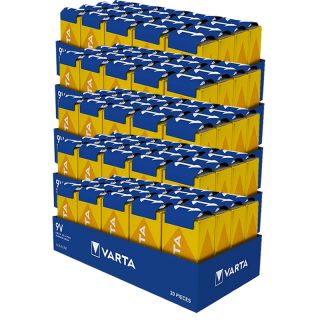 100x Varta Longlife Alkaline 4122-​6LR61-9V-E-Block Batterie - Tray