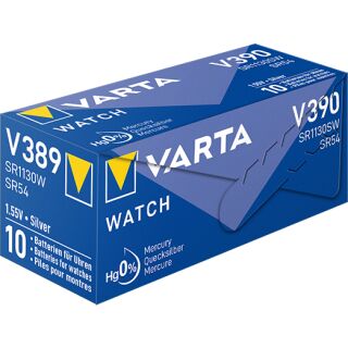 Varta 10er Pack Silberoxid Uhrenbatterie 389/390-SR1130-SR54