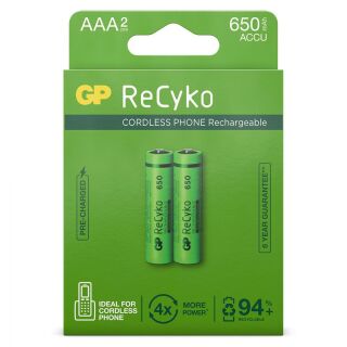 3x 2er-Pack GP ReCyko NiMH Akku AAA 650mAh Ideal für DECT Telefon ready to use